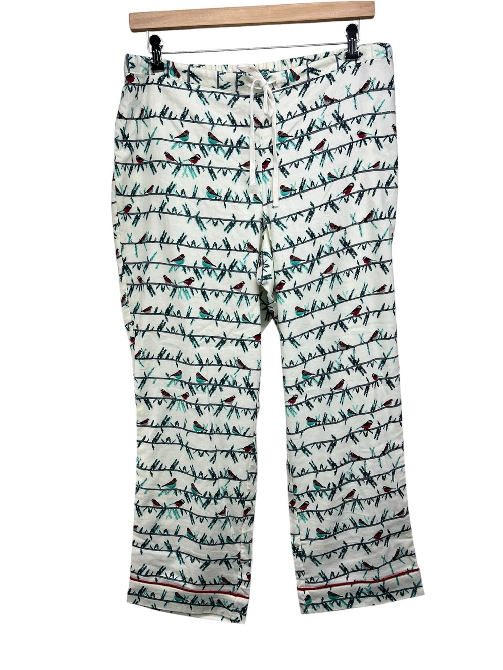 Talbots Cotton Flannel Festive Birds on a Wire Print Pajama Pants Womens 1X